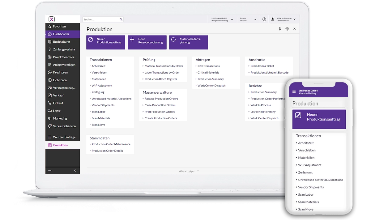 Produktions- und Planungsübersicht in Haufe 360