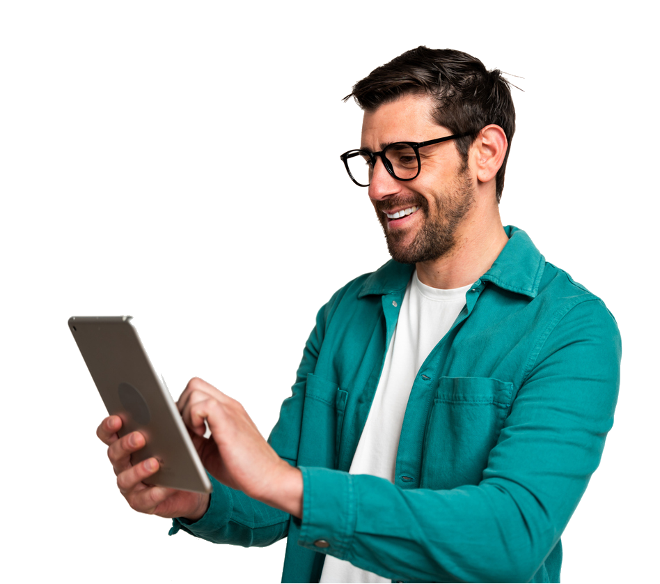 Produktteam arbeitet mit Tablets und Laptops an einer gemeinsamen Roadmap